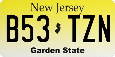 NJ license plate B53TZN