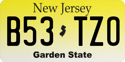 NJ license plate B53TZO