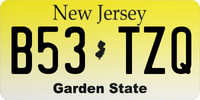 NJ license plate B53TZQ