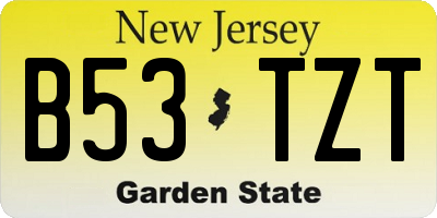 NJ license plate B53TZT