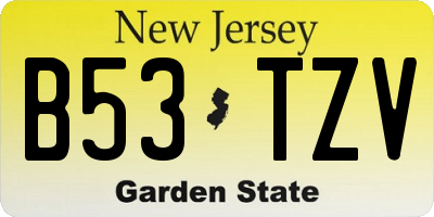 NJ license plate B53TZV