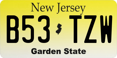 NJ license plate B53TZW