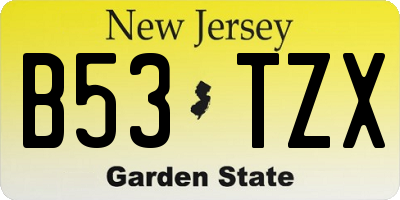 NJ license plate B53TZX