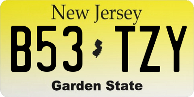 NJ license plate B53TZY