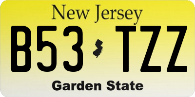 NJ license plate B53TZZ