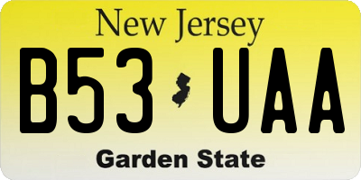 NJ license plate B53UAA