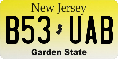 NJ license plate B53UAB