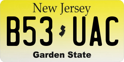 NJ license plate B53UAC