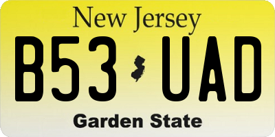 NJ license plate B53UAD