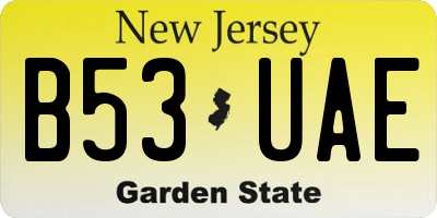 NJ license plate B53UAE