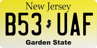 NJ license plate B53UAF
