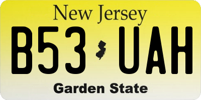 NJ license plate B53UAH
