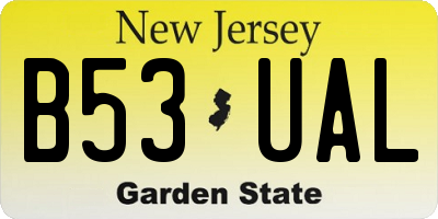 NJ license plate B53UAL