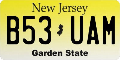 NJ license plate B53UAM