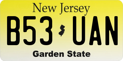 NJ license plate B53UAN