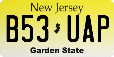 NJ license plate B53UAP