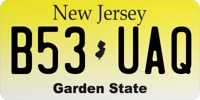 NJ license plate B53UAQ