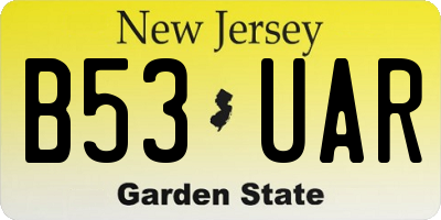 NJ license plate B53UAR