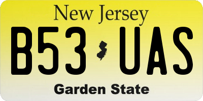 NJ license plate B53UAS