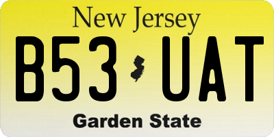 NJ license plate B53UAT