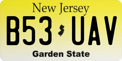 NJ license plate B53UAV