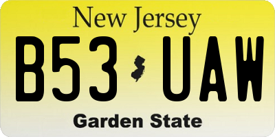 NJ license plate B53UAW