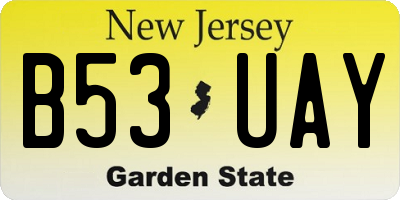 NJ license plate B53UAY