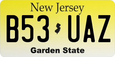NJ license plate B53UAZ