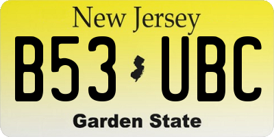 NJ license plate B53UBC
