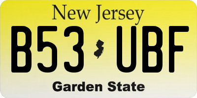 NJ license plate B53UBF