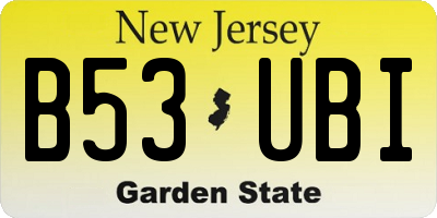 NJ license plate B53UBI