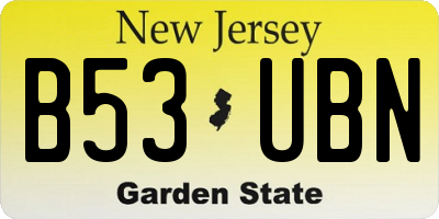 NJ license plate B53UBN