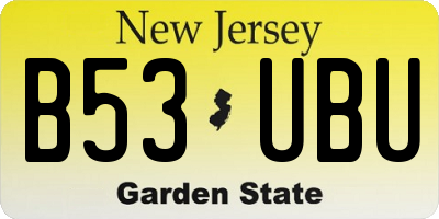 NJ license plate B53UBU