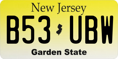 NJ license plate B53UBW