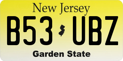 NJ license plate B53UBZ