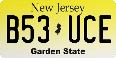 NJ license plate B53UCE