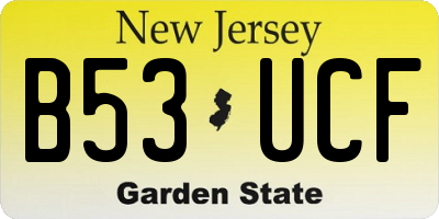 NJ license plate B53UCF