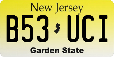 NJ license plate B53UCI