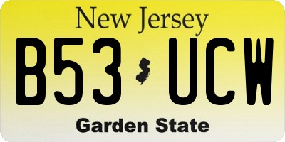 NJ license plate B53UCW