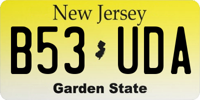 NJ license plate B53UDA
