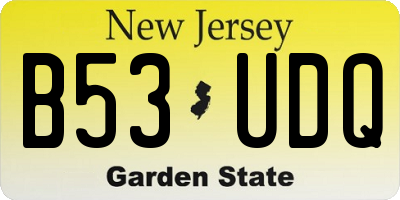 NJ license plate B53UDQ