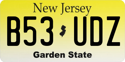 NJ license plate B53UDZ