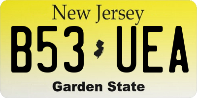 NJ license plate B53UEA