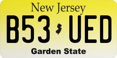 NJ license plate B53UED