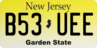 NJ license plate B53UEE