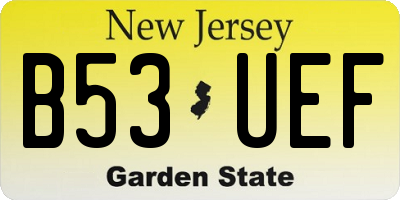 NJ license plate B53UEF