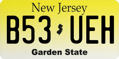 NJ license plate B53UEH