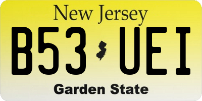 NJ license plate B53UEI