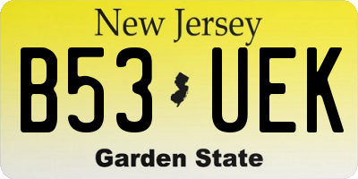 NJ license plate B53UEK