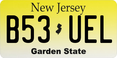 NJ license plate B53UEL